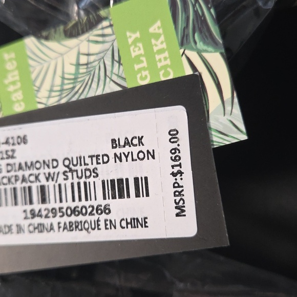 Nwt Badgley Mischka Quilted Tweed Studded Backpack Retail $169 - Picture 2 of 8